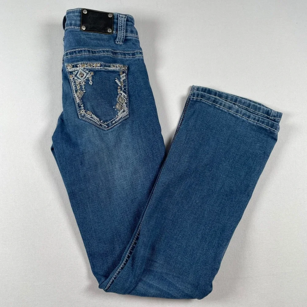 Wired Heart Embellished Jeans Aztec Pockets Girls‎ Size 12